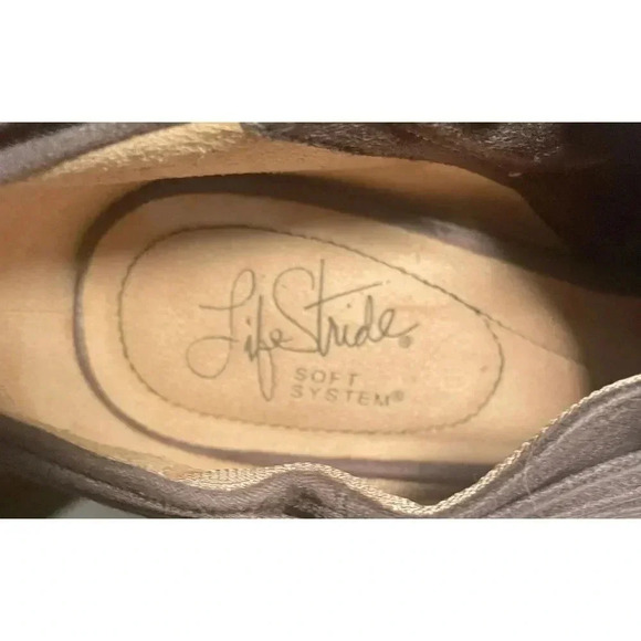 LifeStride Booties Womens 6 Brown Corie Suede String Zip Block Shoes Boots - Picture 4 of 7